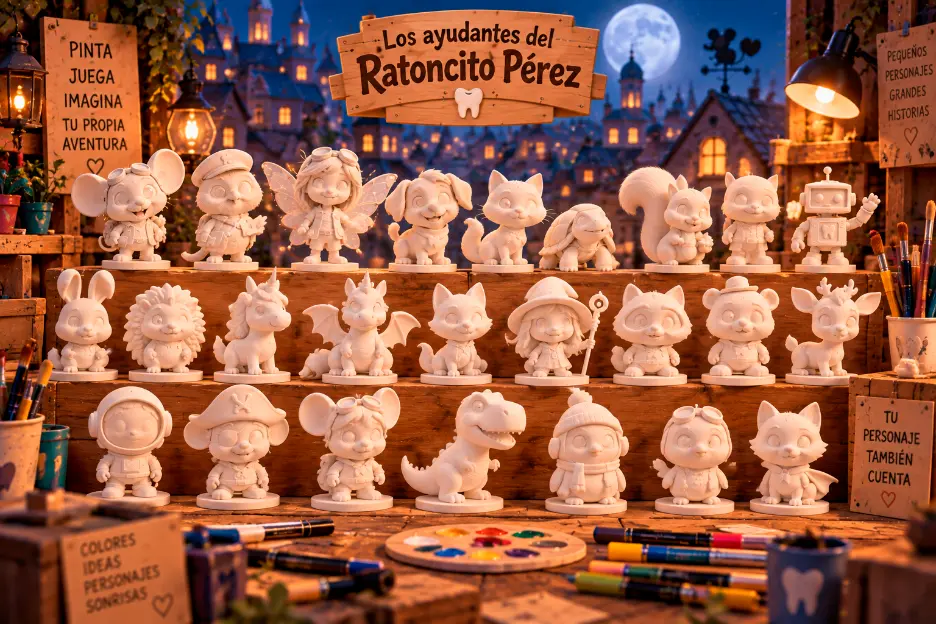 figuras 3d blancas ayudantes ratoncito perez